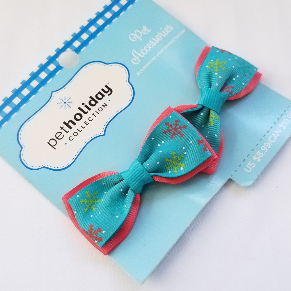 Holiday pet hair bows